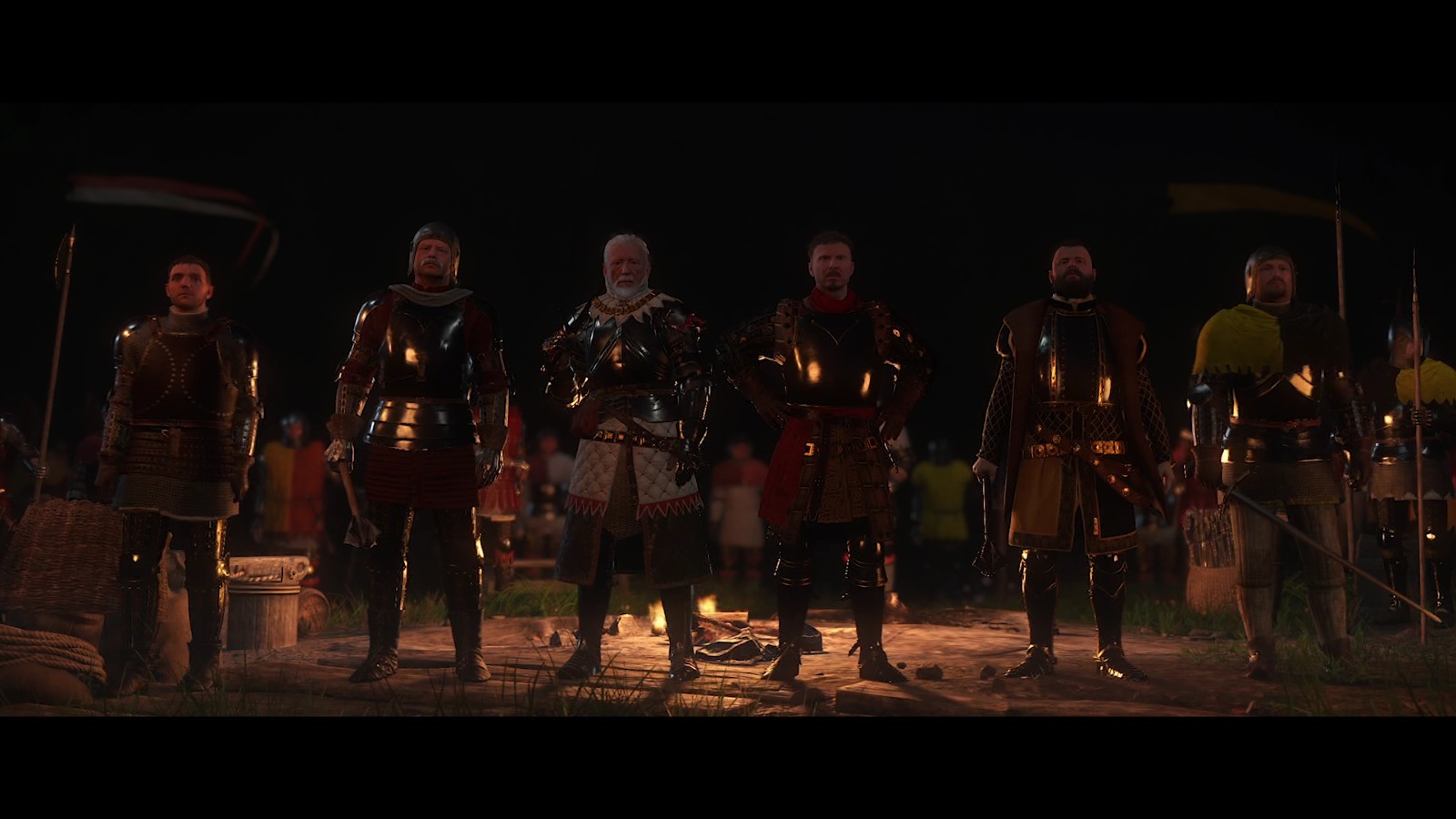 zleva: hlavní hero Jindra, Bořek a Diviš z Talmberka, Racek Kobyla, Hanuš z Lipé a Bernard, kápo z Ratají